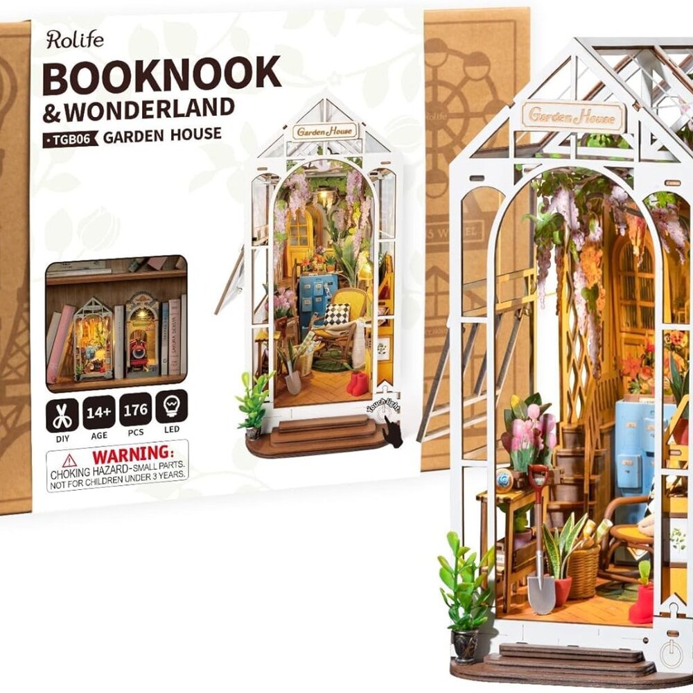 Diy Book Nook Kits For Adults-Garden House Bookshelf Insert Booknook-3d Puzzle D